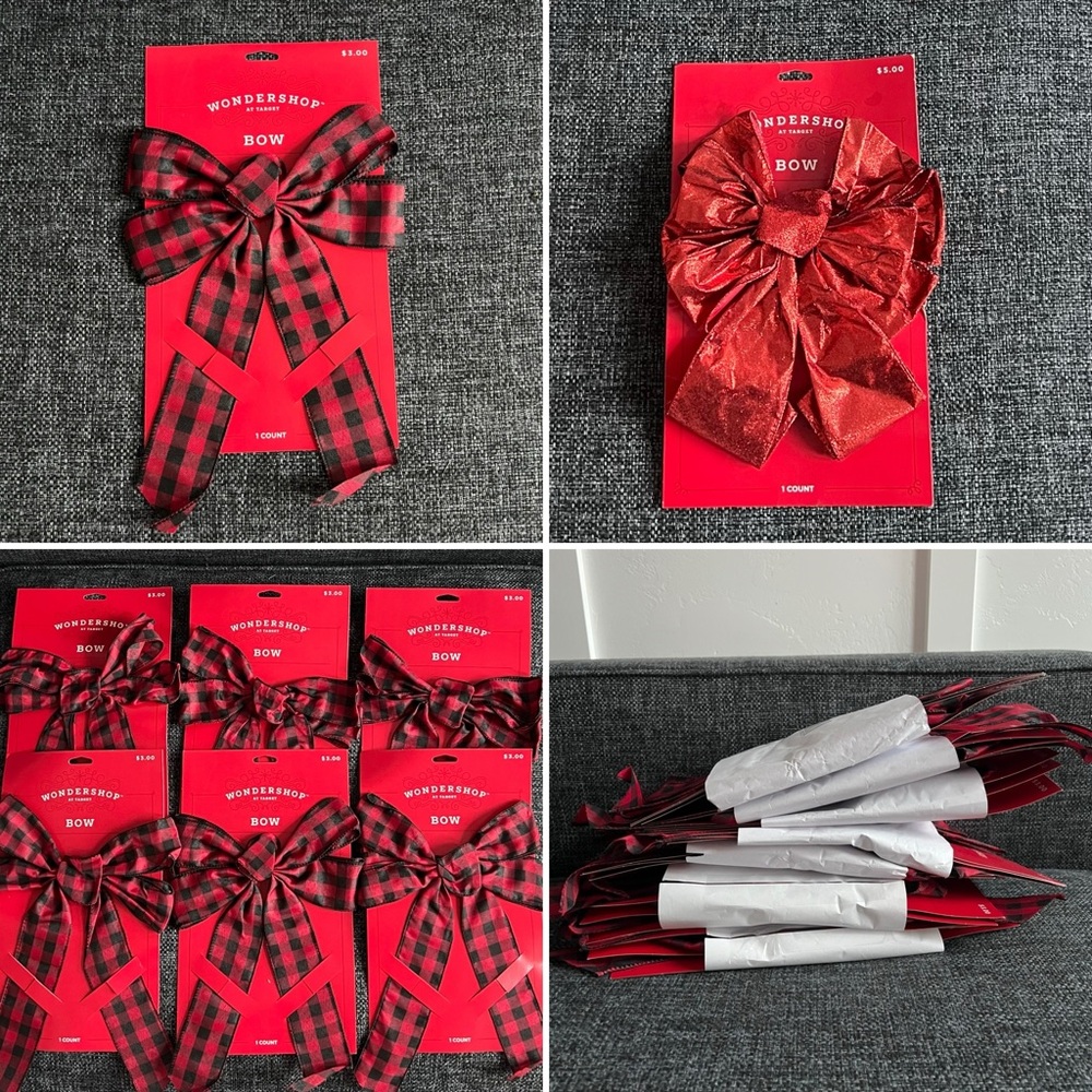 NWT Large Decorative Christmas Bow Lot (22 Large Pre-tied Bows)
